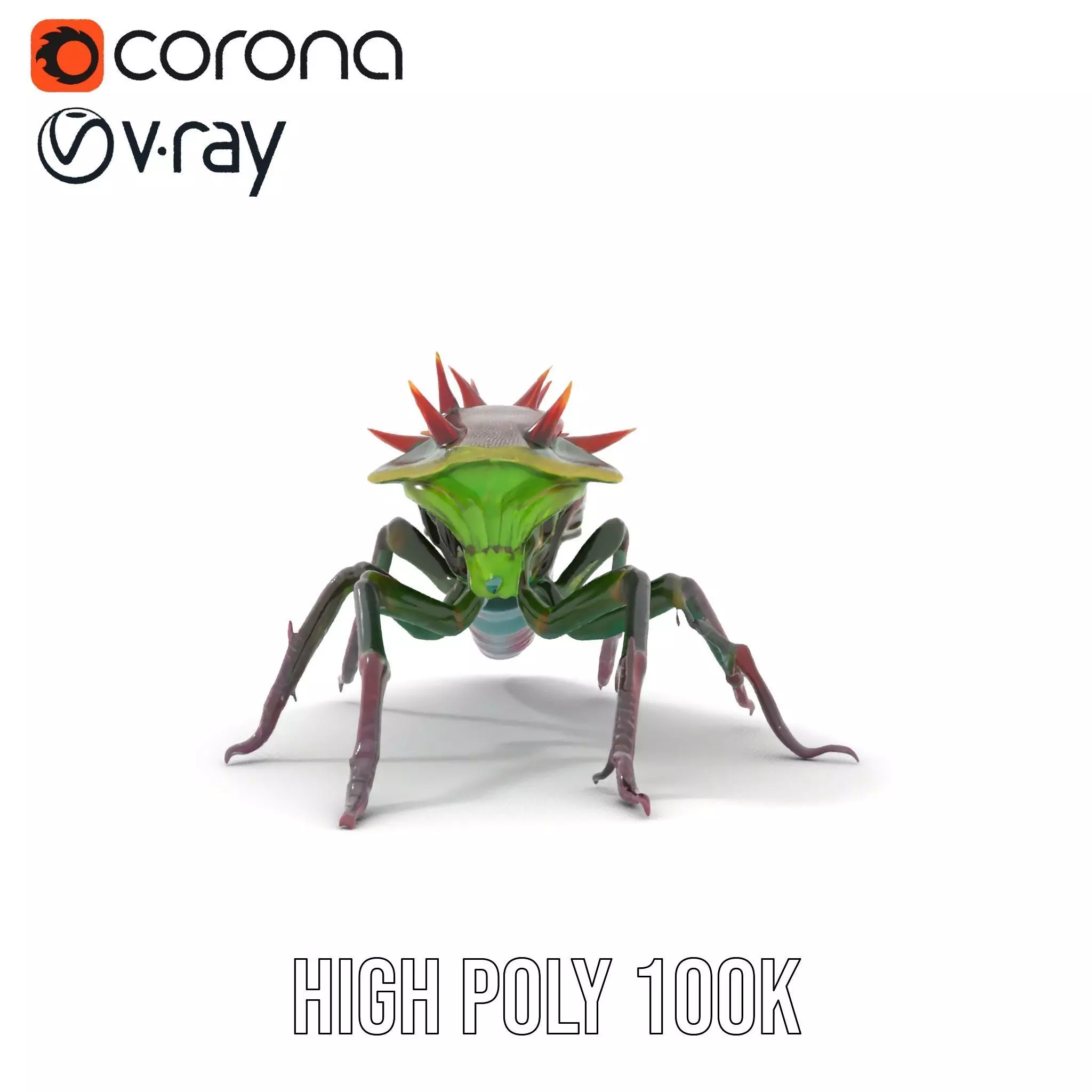 Spiked Alien Creature model pack Low-poly 3D model_18