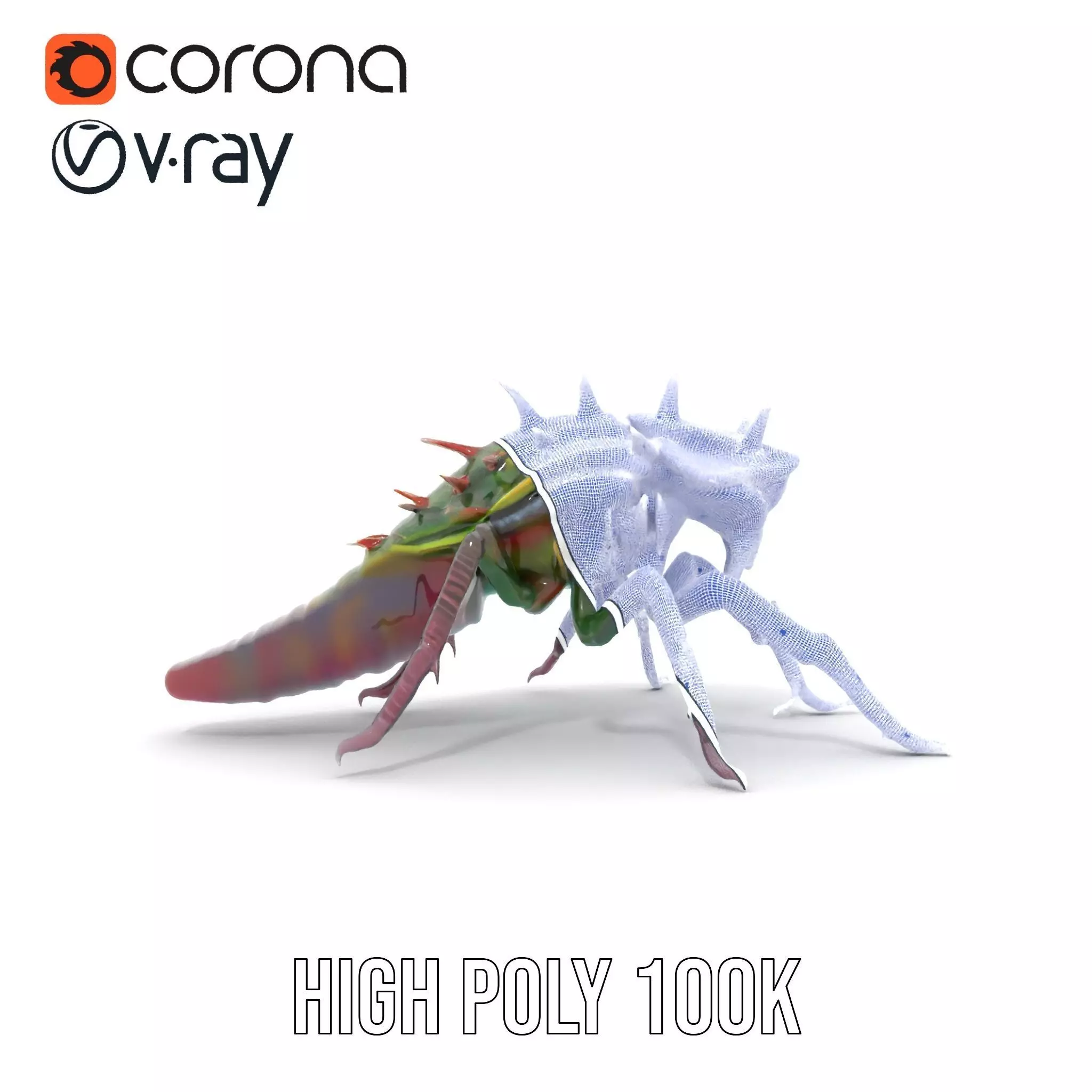 Spiked Alien Creature model pack Low-poly 3D model_35