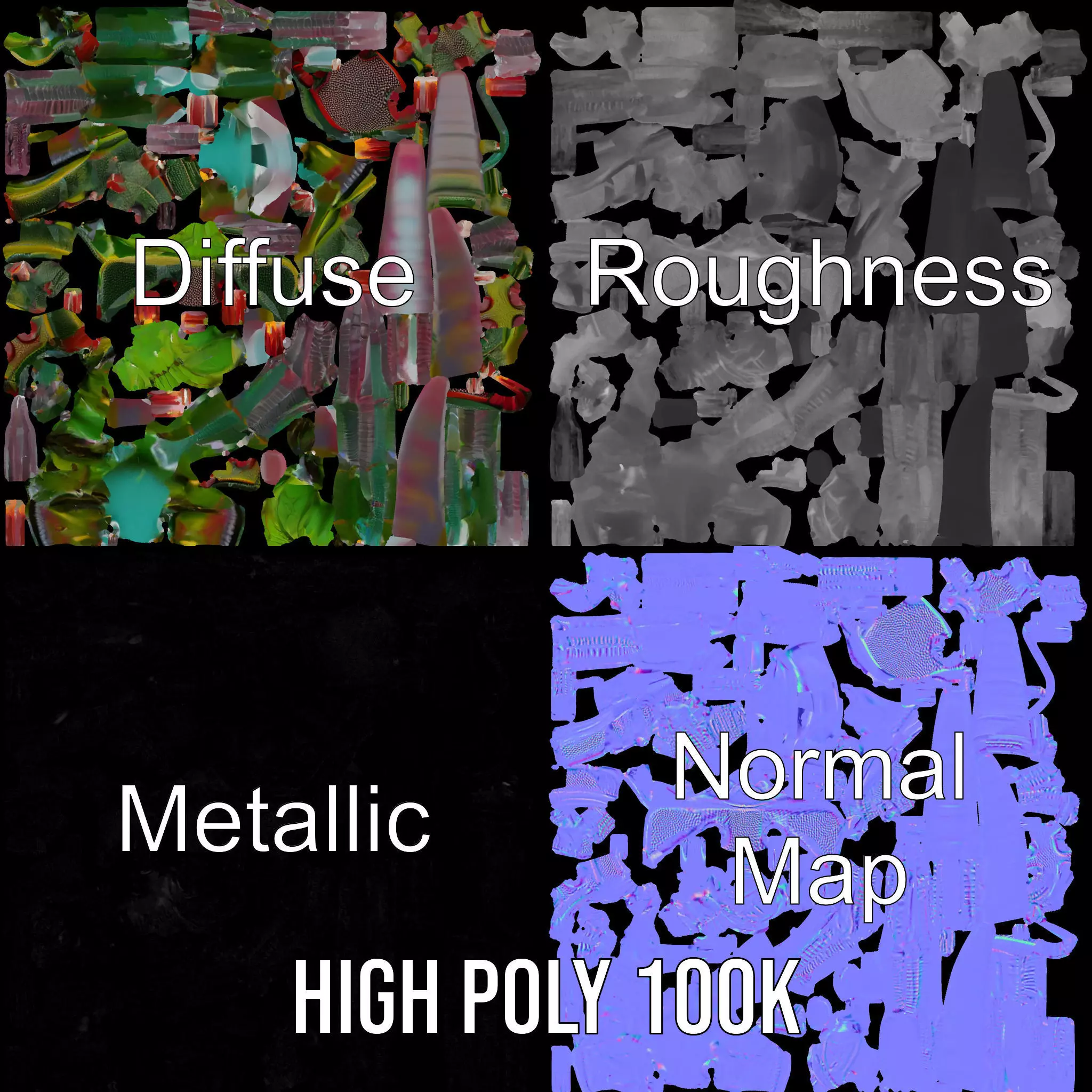 Spiked Alien Creature model pack Low-poly 3D model_4