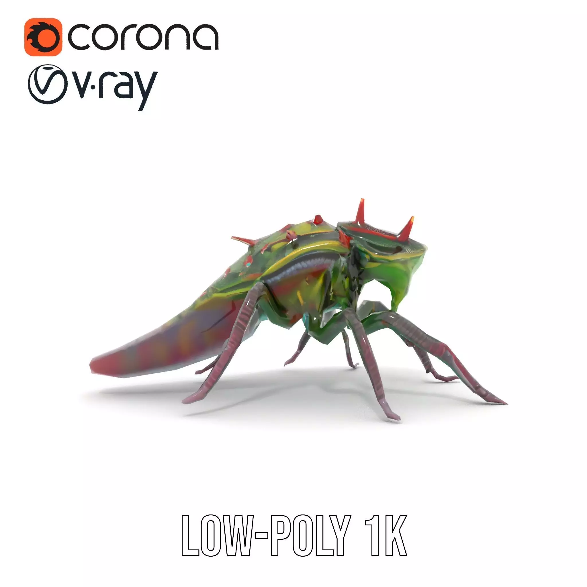 Spiked Alien Creature model pack Low-poly 3D model_15