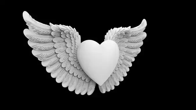 Winged Heart Sculpture 3D Print Model