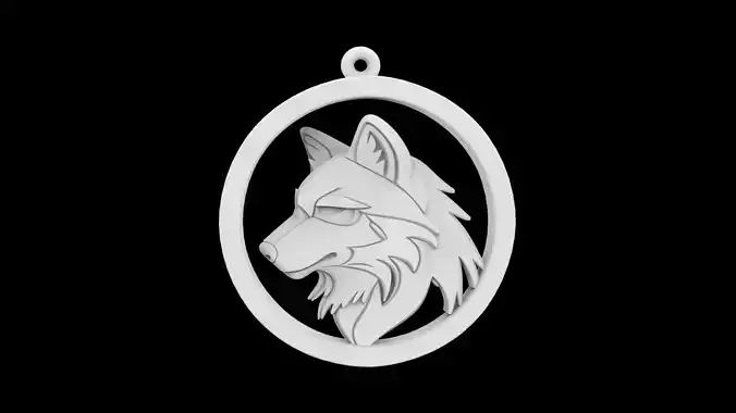 Wolf Head Pendant 3D Print Model