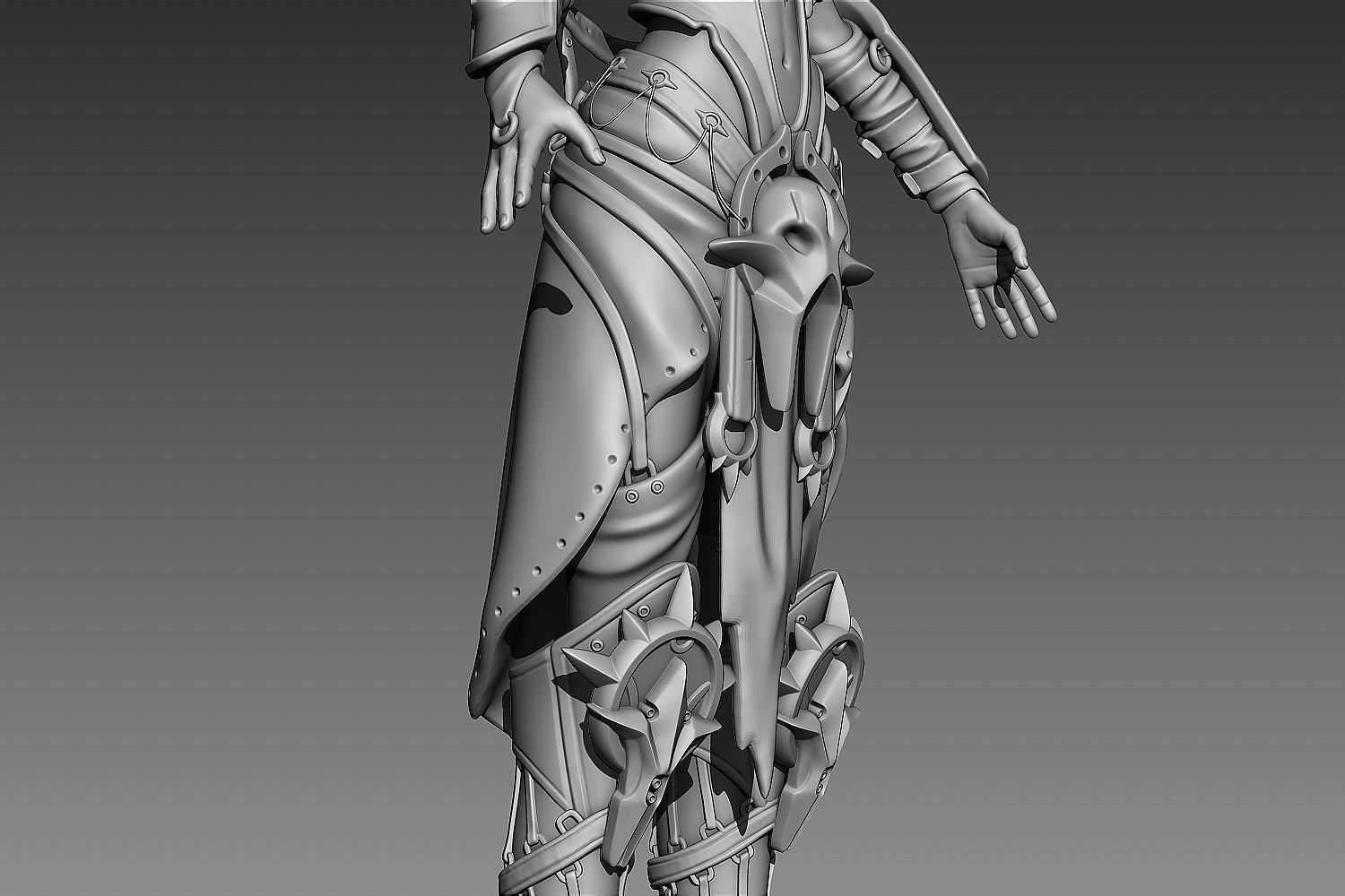 Fantasy Female Character 2 A-pose 3D model_7