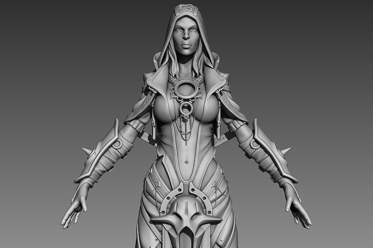 Fantasy Female Character 2 A-pose 3D model_6