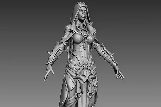 Fantasy Female Character 2 A-pose 3D model