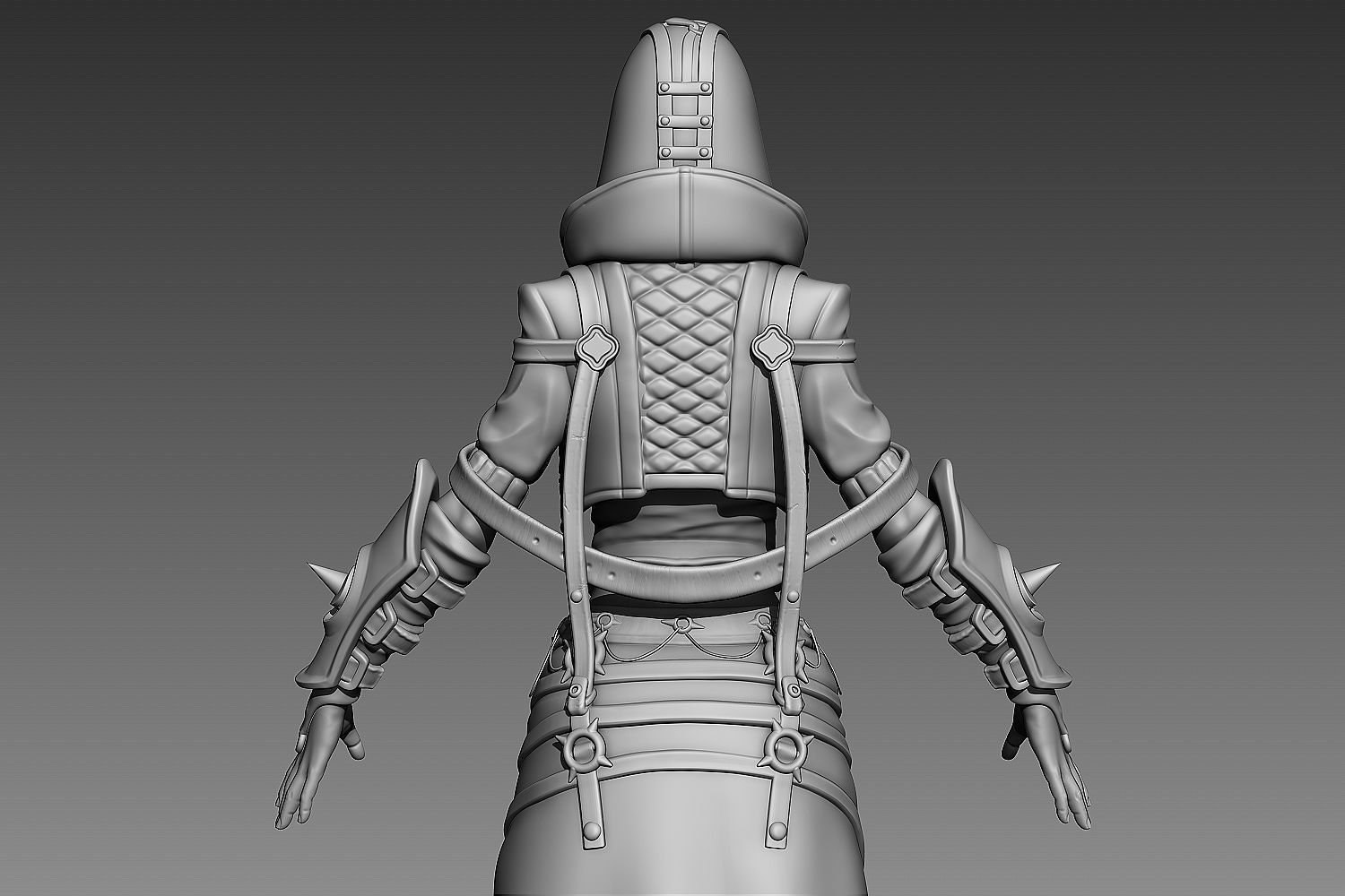 Fantasy Female Character 2 A-pose 3D model_5