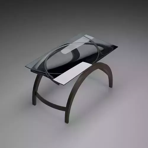 High-Poly Modern Wooden Table with Glass Top-Table Design 01