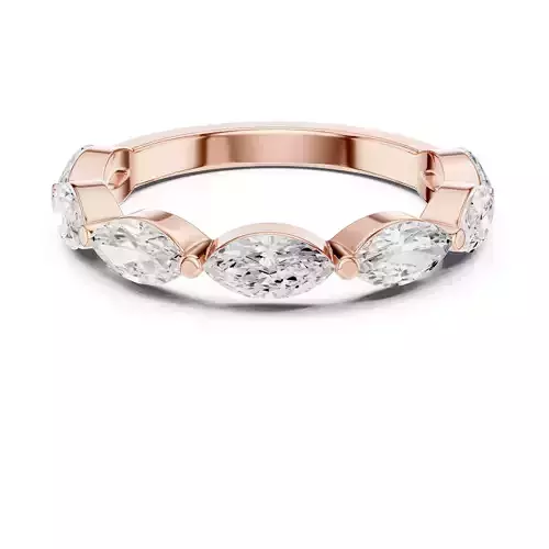 Marquise Cut Diamond Half Eternity Wedding Band 3DM STL Video