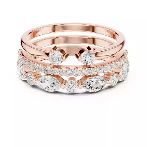 3 PCS Marquise Cut Diamond Wedding Band Set of 3 3DM STL Video 3D print model