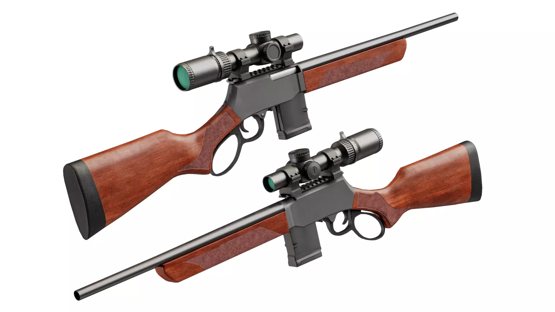 henry supreme lever action rifle with scope Low-poly 3D model_0