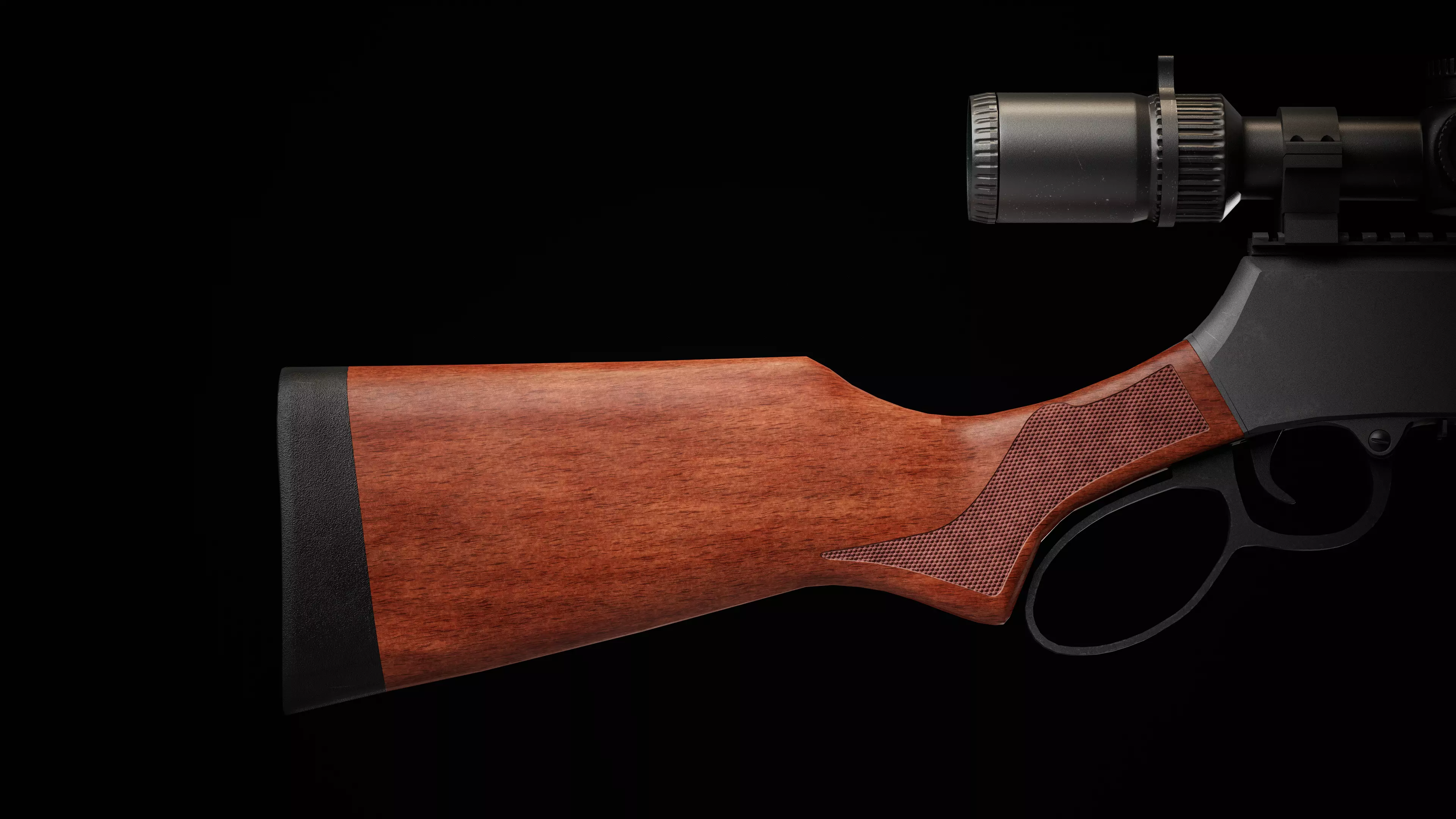 henry supreme lever action rifle with scope Low-poly 3D model_2