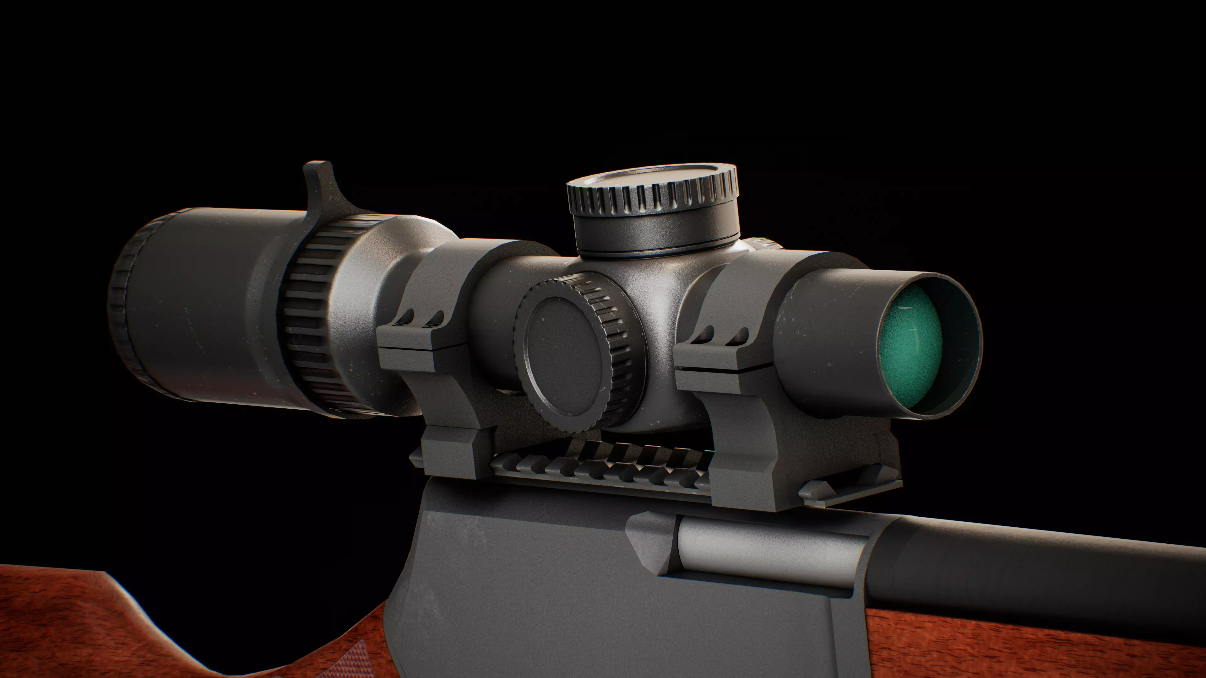 henry supreme lever action rifle with scope Low-poly 3D model_5