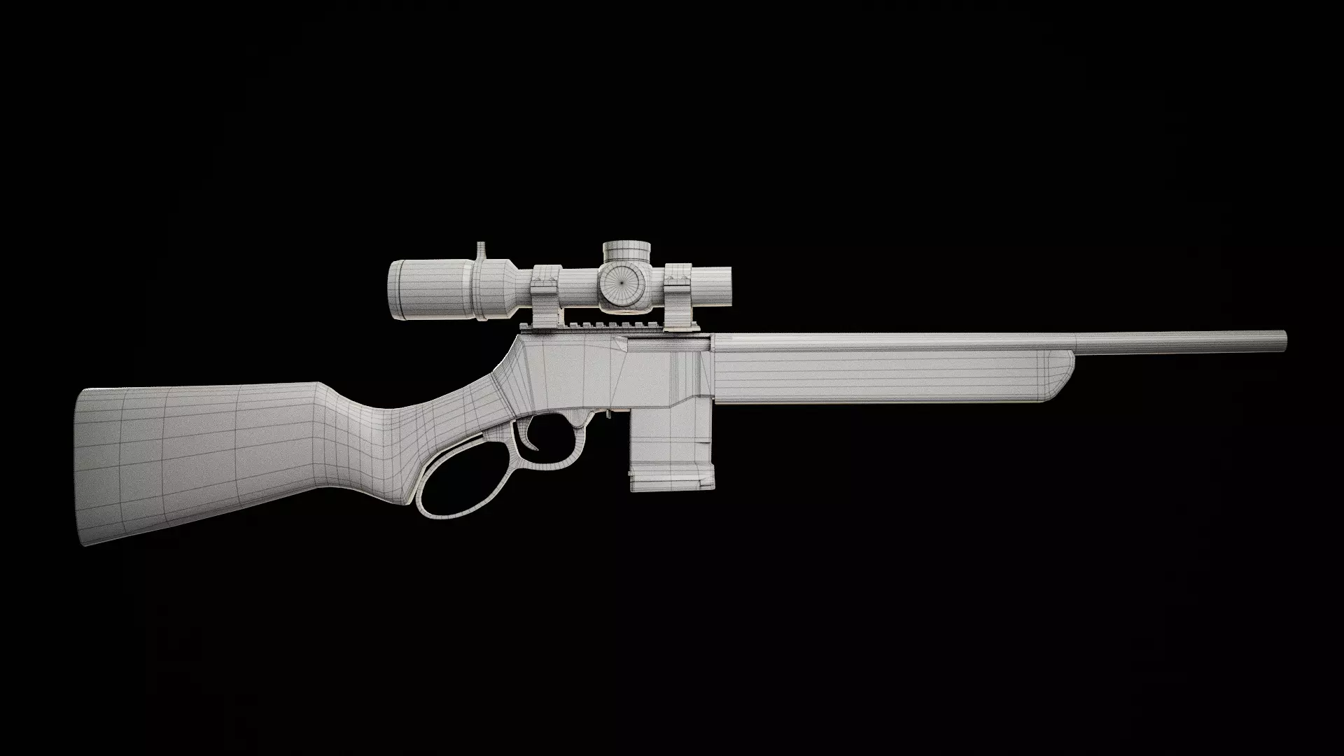 henry supreme lever action rifle with scope Low-poly 3D model_11