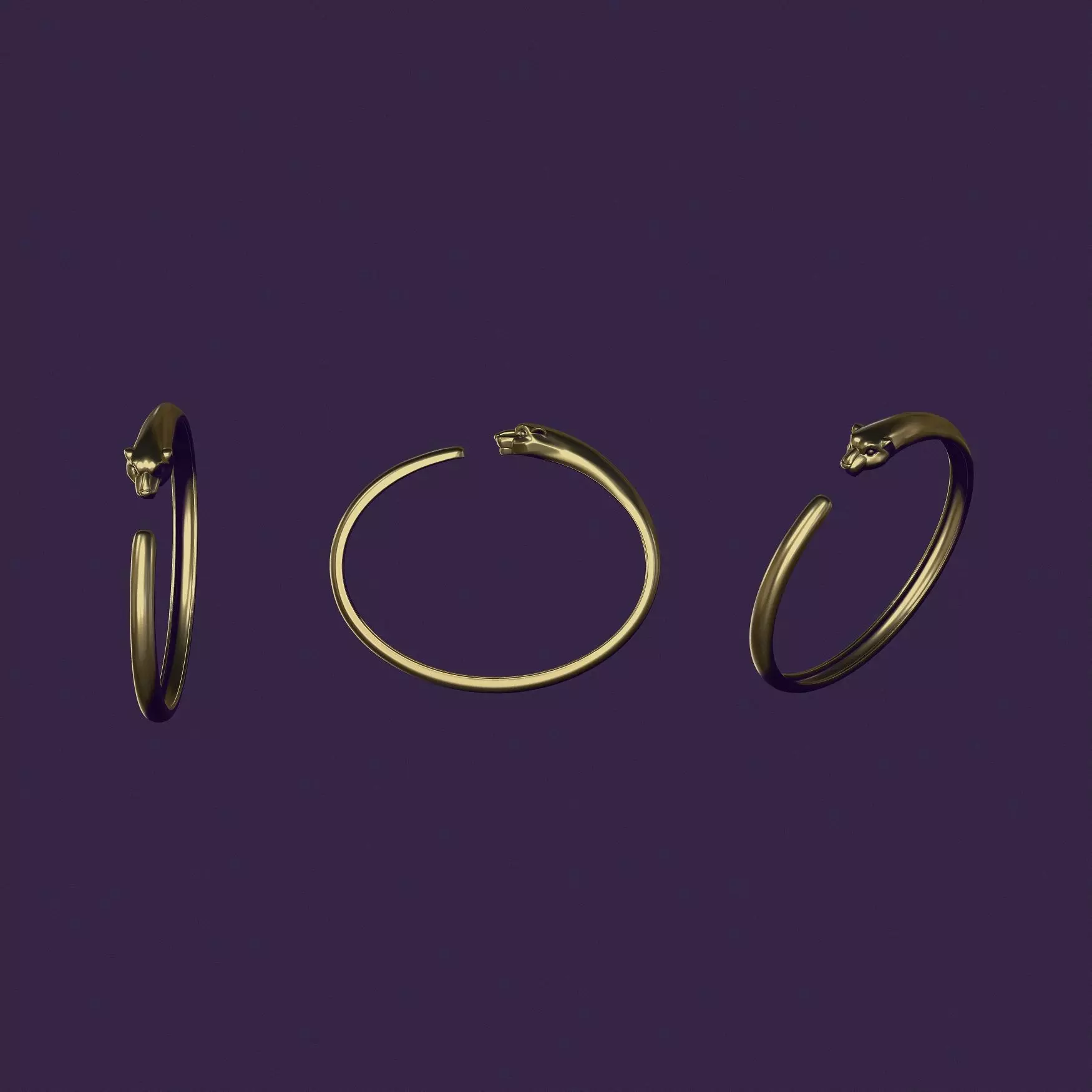 Panther bracelet for casting in gold 3D print model_4