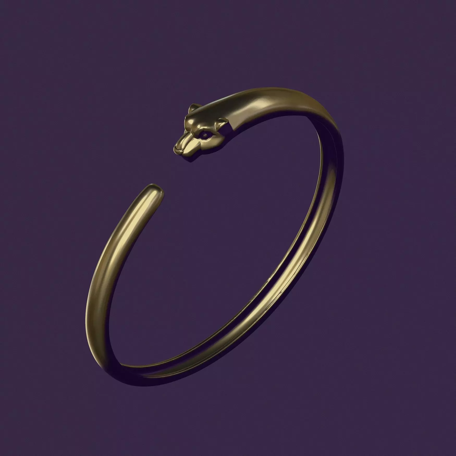 Panther bracelet for casting in gold 3D print model_5