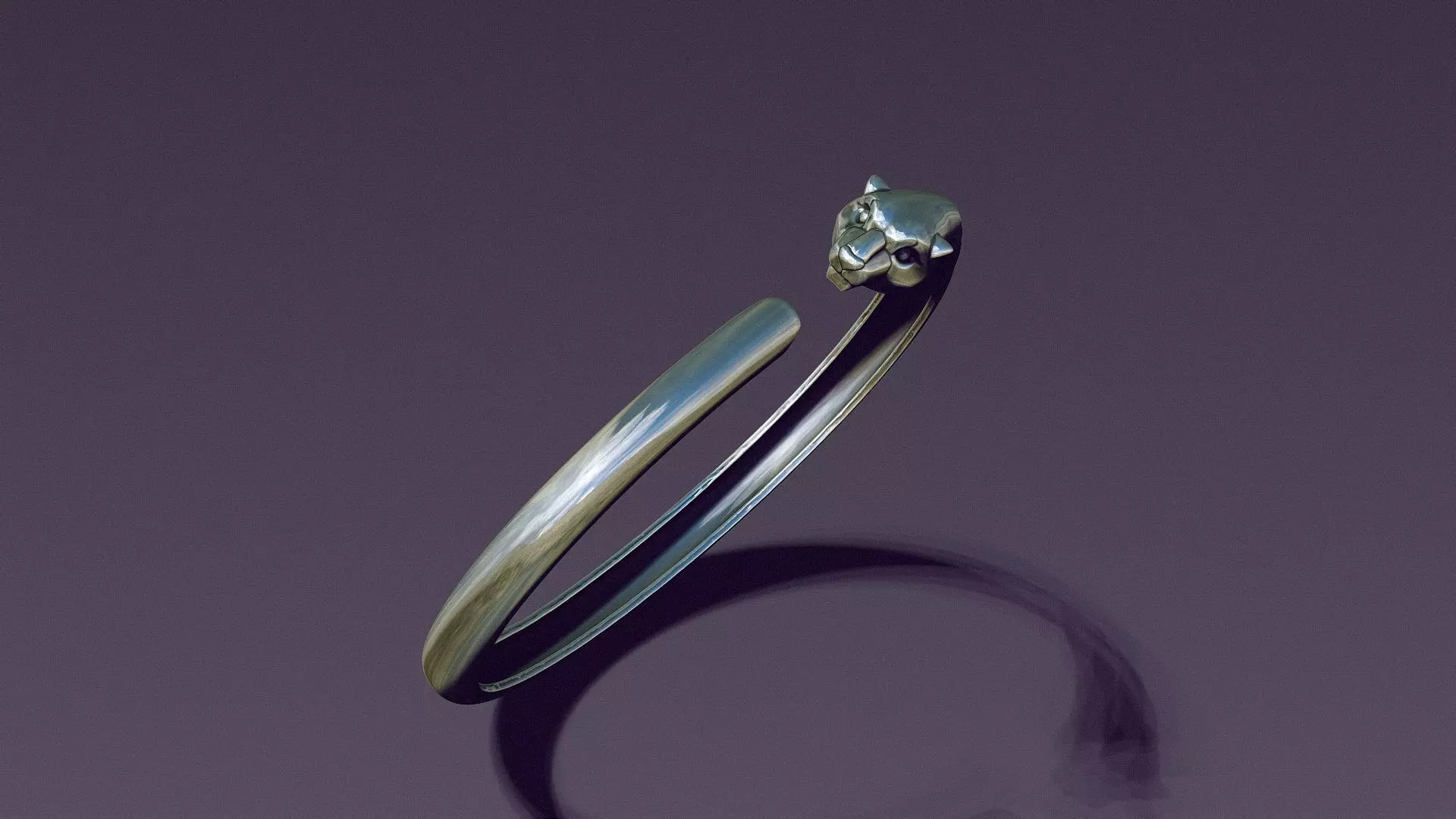 Panther bracelet for casting in gold 3D print model_12