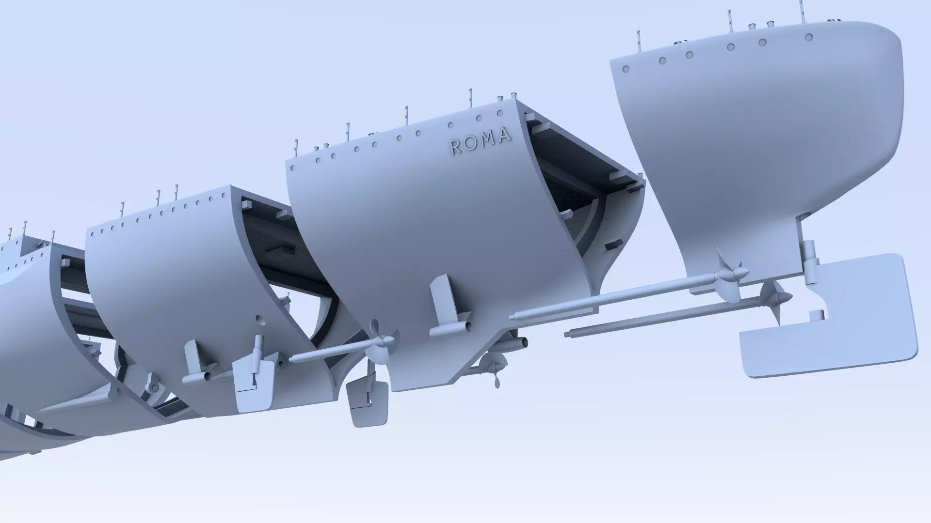 Battleship RN Roma Hull - Commercial license - 1-200 scale 3D print model_15