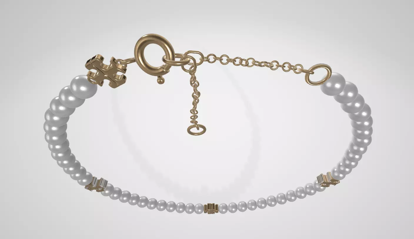 Tory Burch Kira logo bracelet Low-poly 3D model_6
