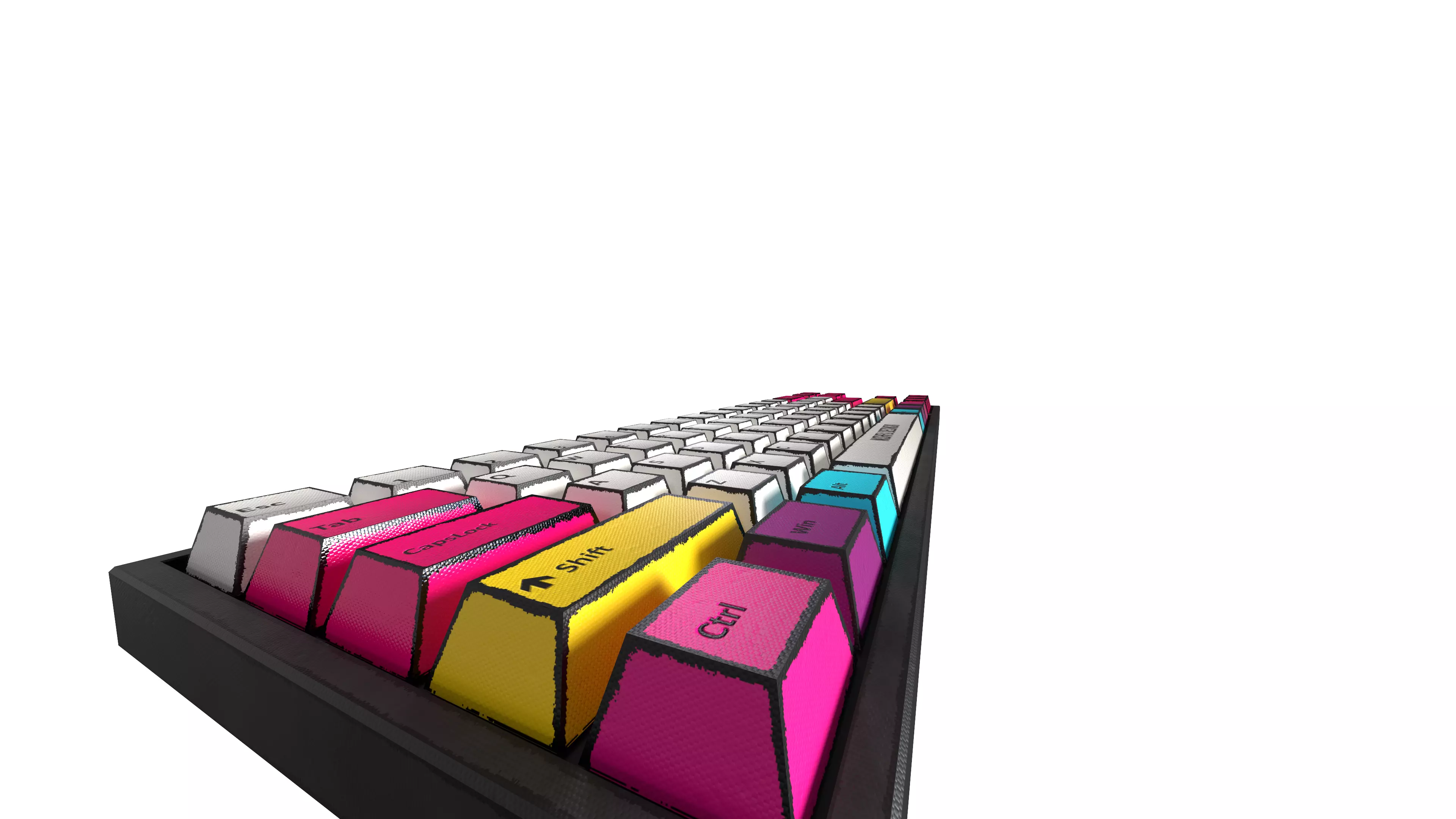 Mechanical Keyboard Low-poly 3D model_2
