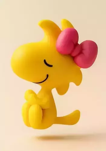 Woodstock Peanuts with Pink Bow - Snoopy Best Friend 3D print model