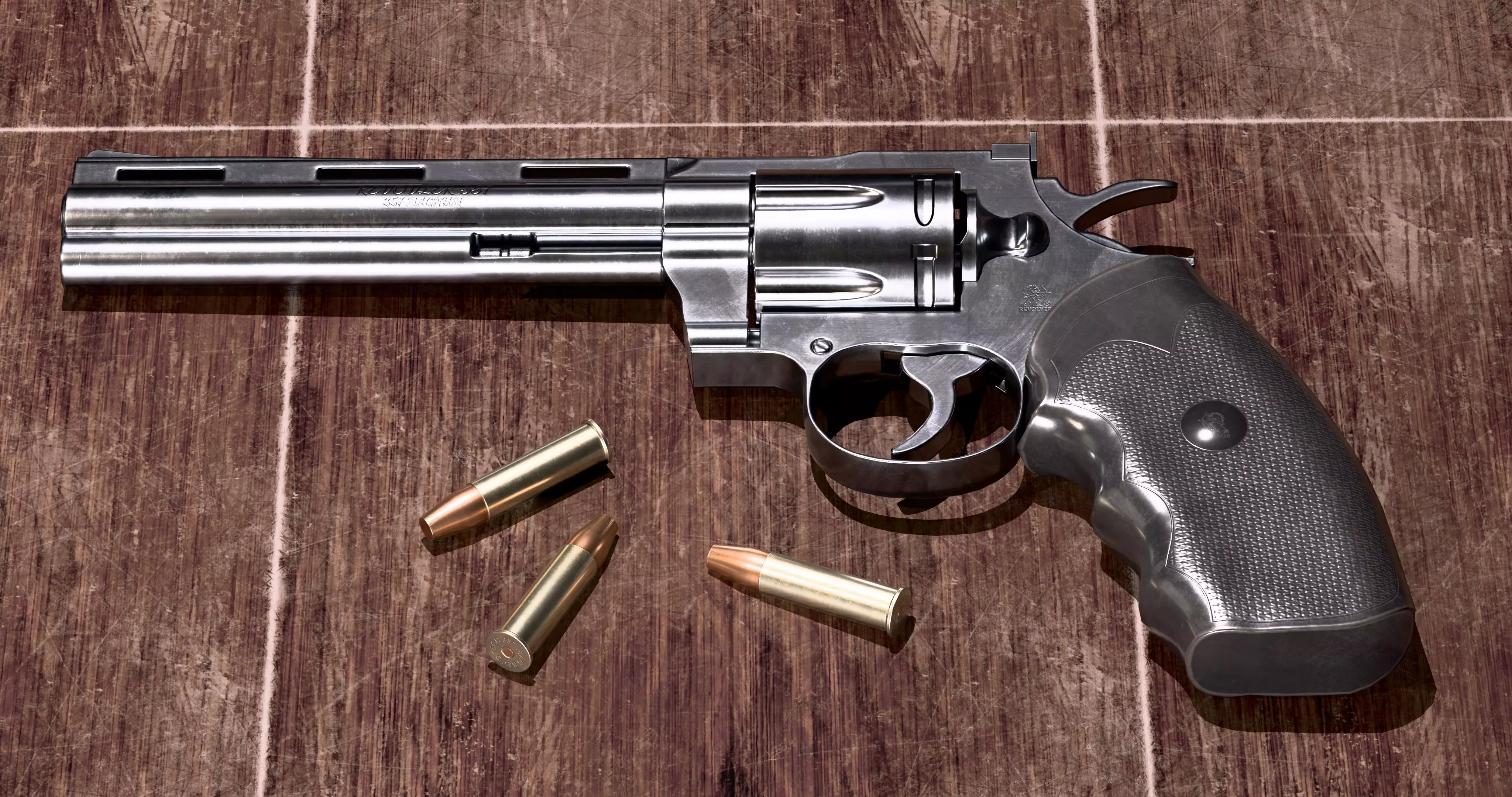 Revolver 357 Low-poly 3D model_2