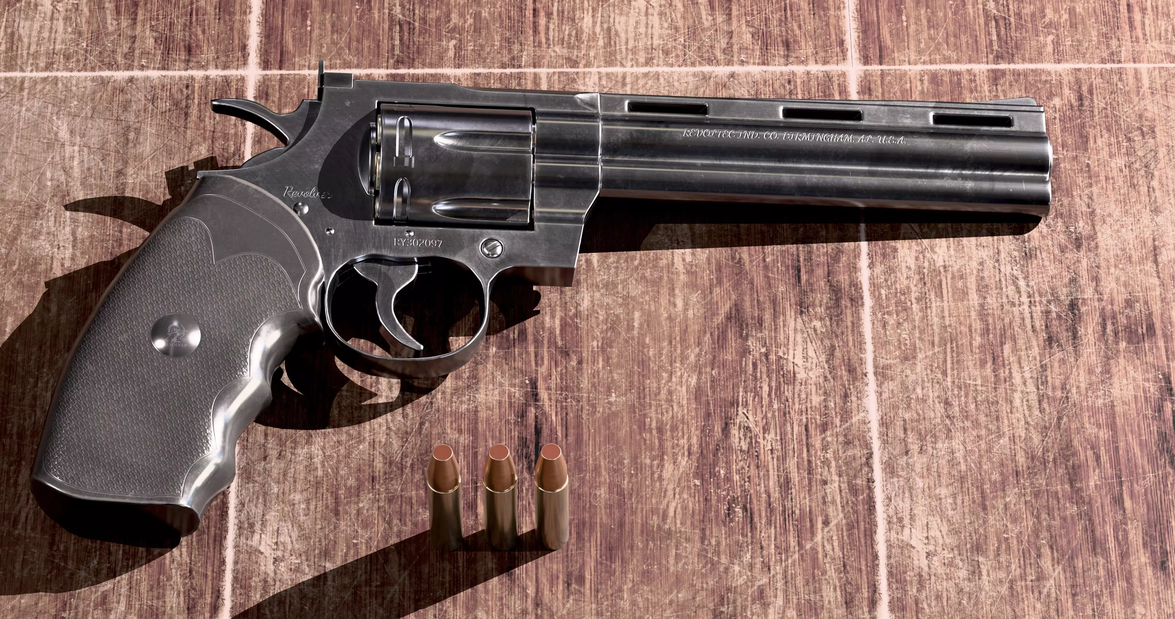 Revolver 357 Low-poly 3D model_4