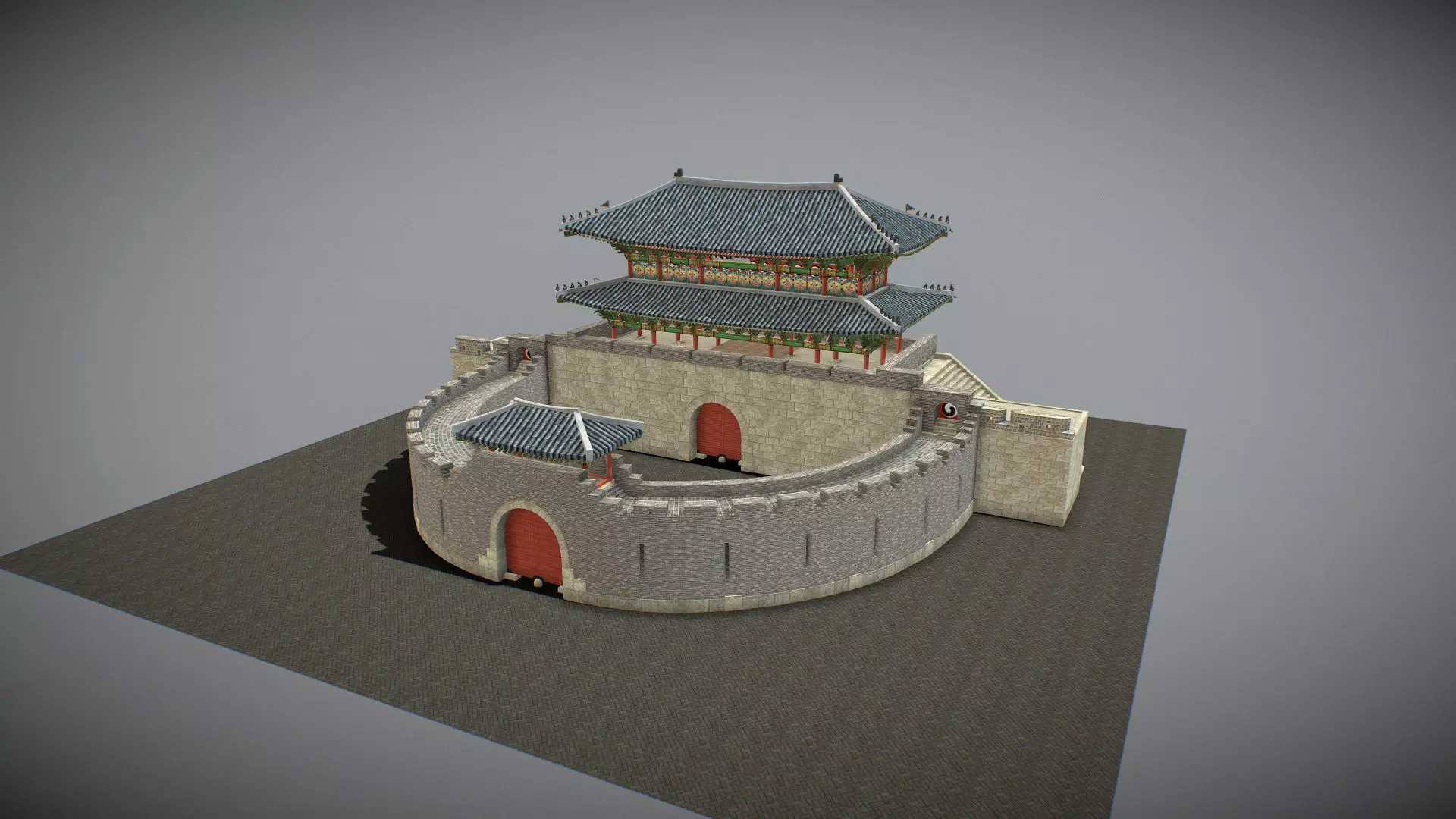 Paldalmun Gate Low-poly 3D model_0