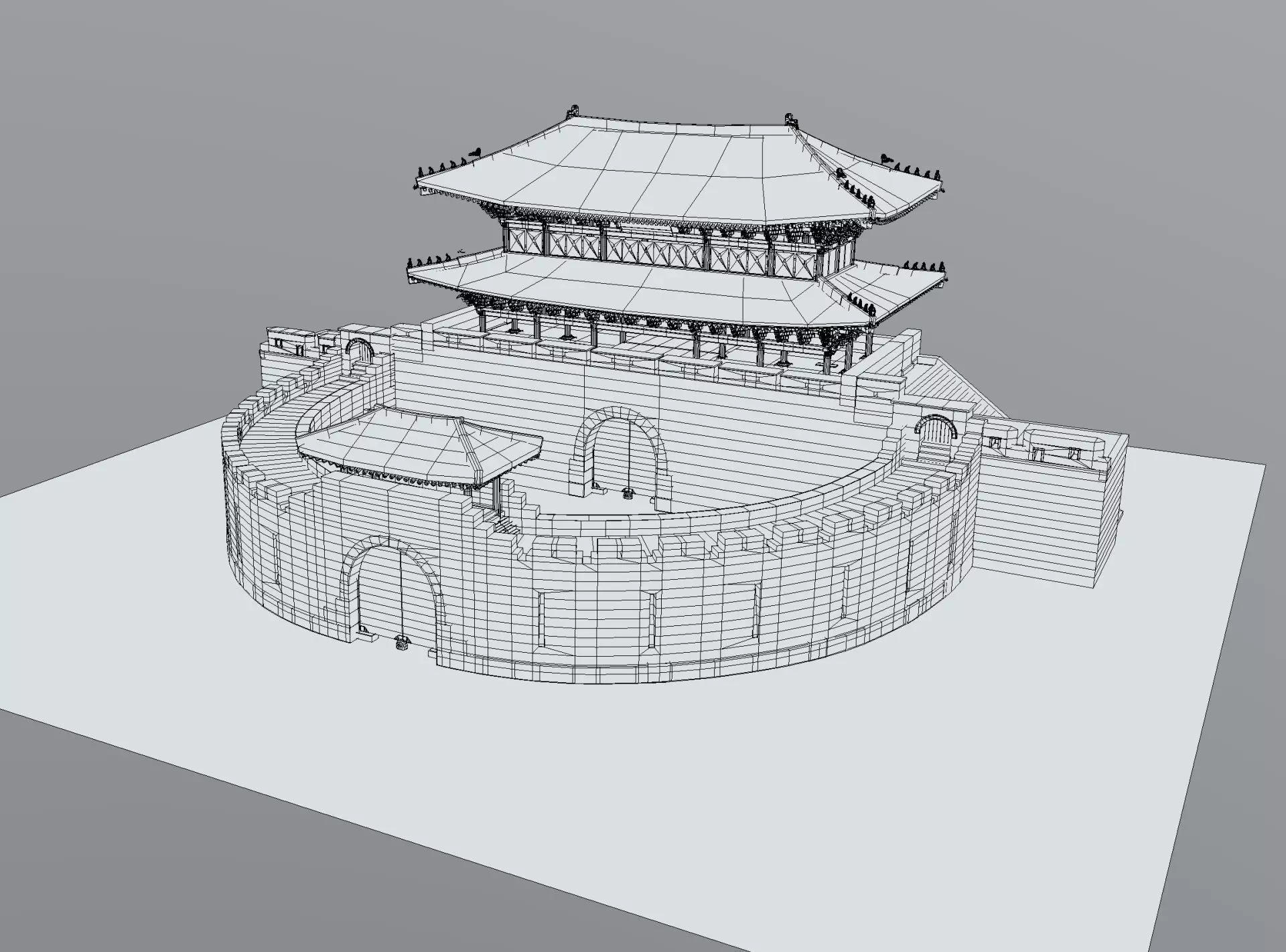 Paldalmun Gate Low-poly 3D model_9