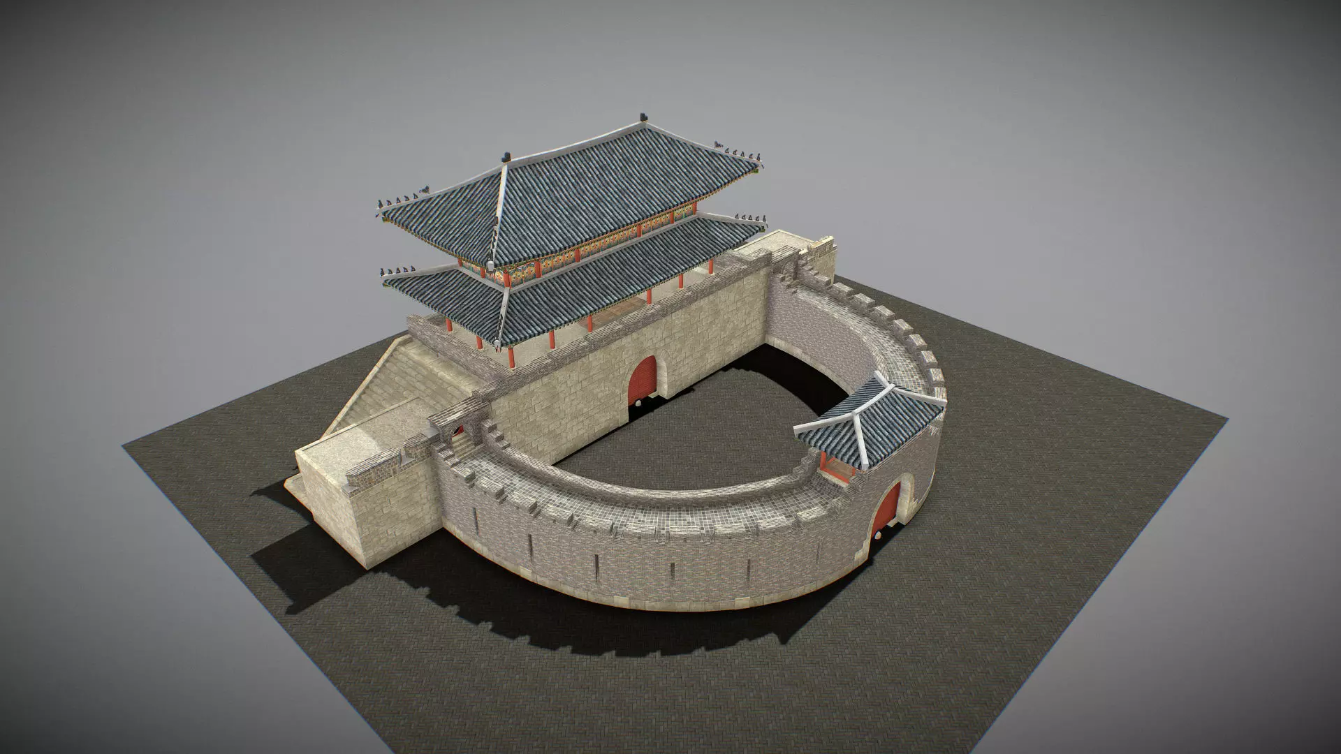 Paldalmun Gate Low-poly 3D model_8