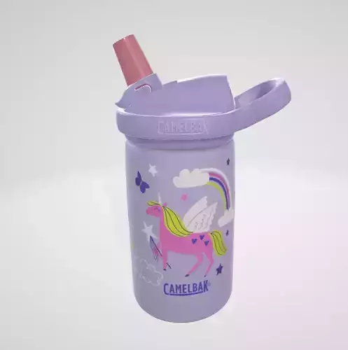 Kids Bite Valve Straw Insulated Stainless Steel Water Bottle Low-poly 3D model Kids Bite Valve Straw Insulated Stainless Steel Water Bottle Low-poly 3D model
