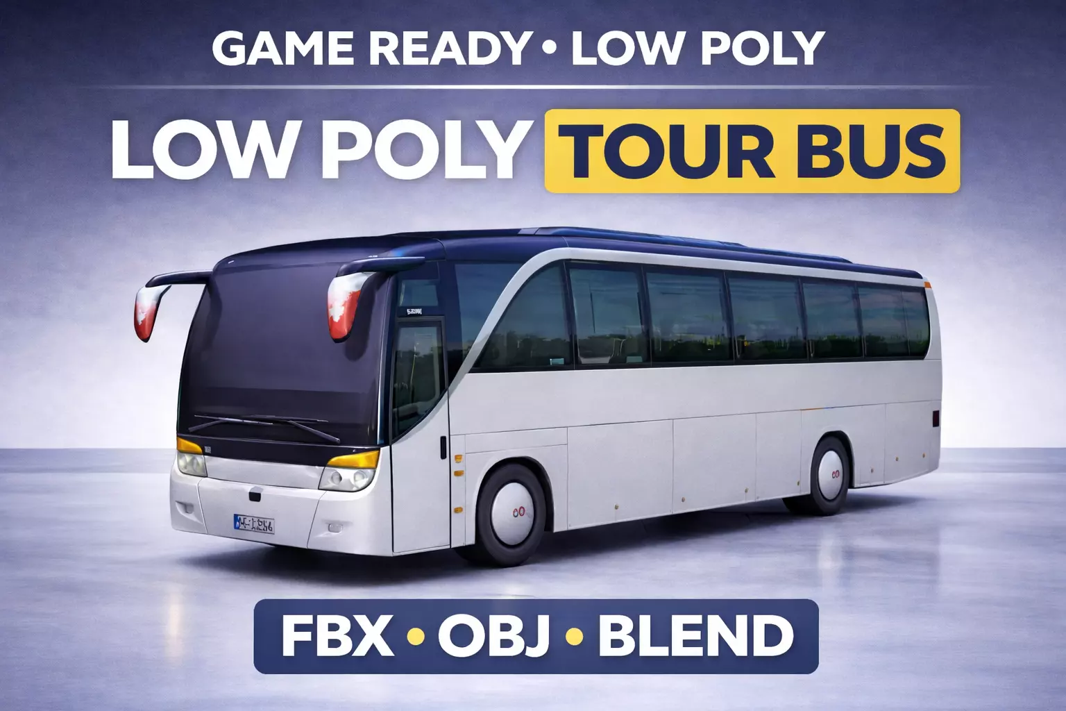 City Bus Coach 3D Model Game-Ready Vehicle Low-poly 3D model