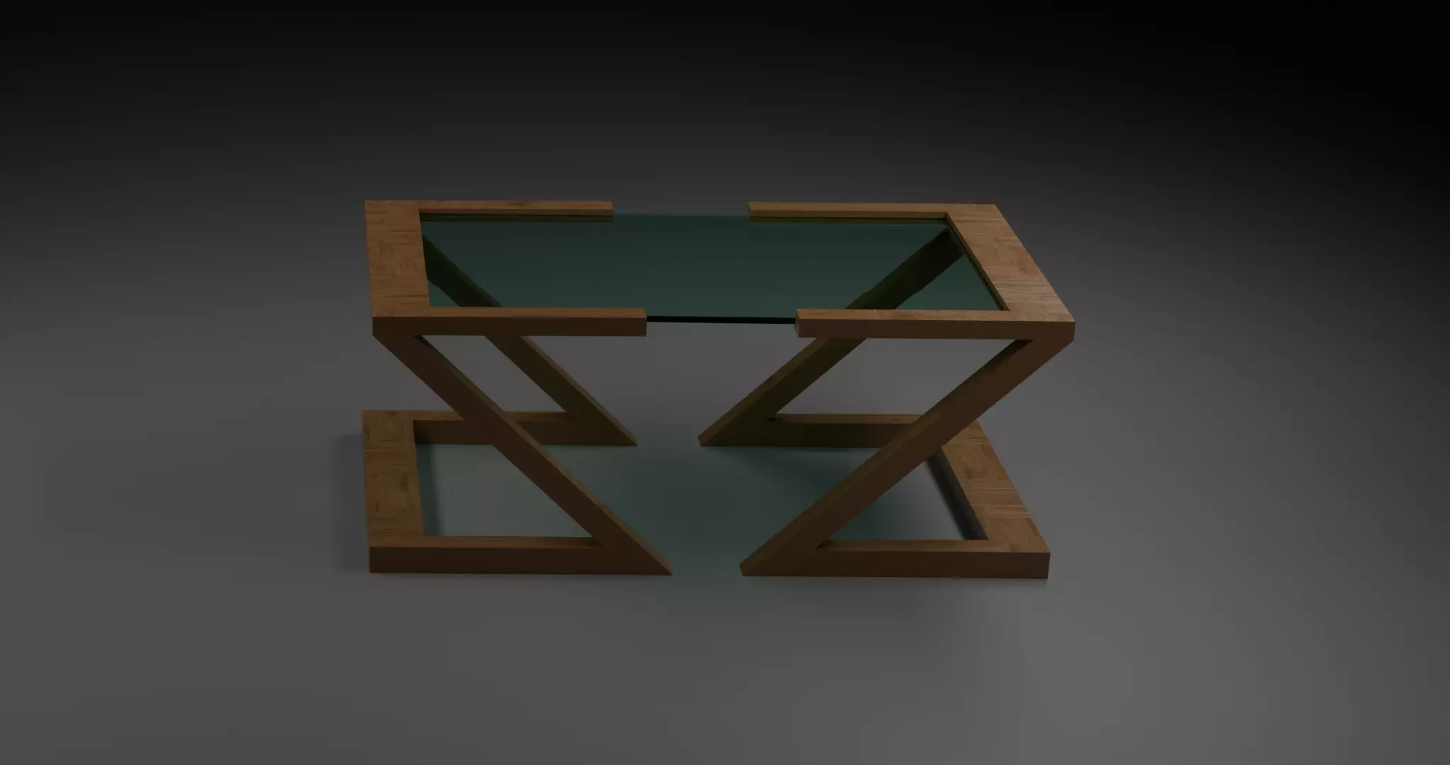 Low-Poly Modern Wooden Table with Glass Top-Table Design 02 Low-poly 3D model_2