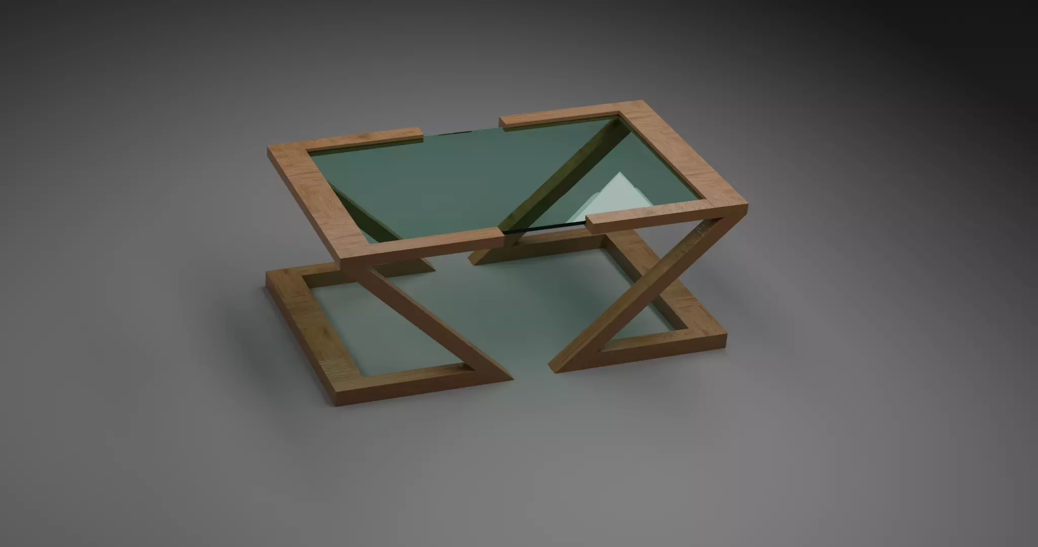 Low-Poly Modern Wooden Table with Glass Top-Table Design 02 Low-poly 3D model_0