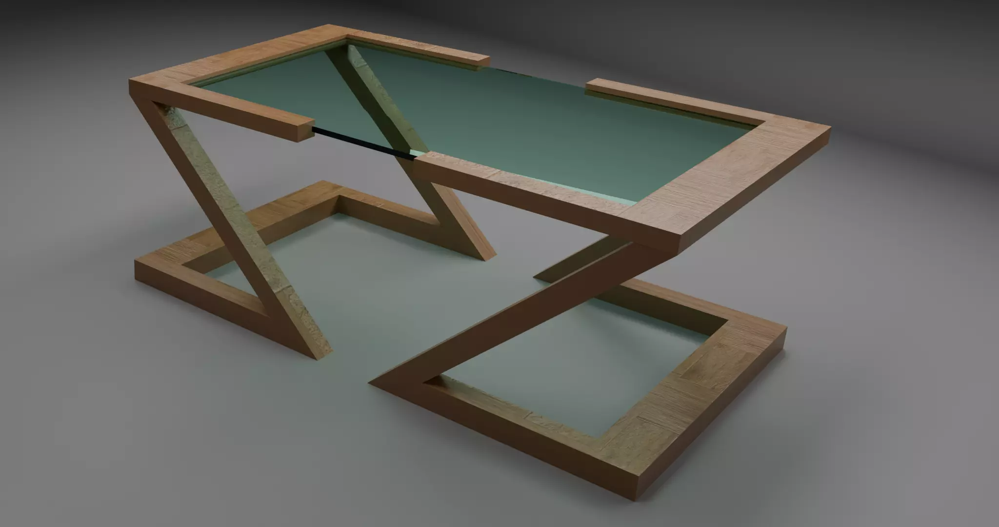 Low-Poly Modern Wooden Table with Glass Top-Table Design 02 Low-poly 3D model_1