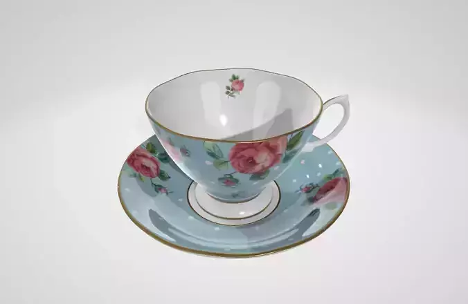 Royal Albert Vintage Teacup and Saucer Set Polka Blue