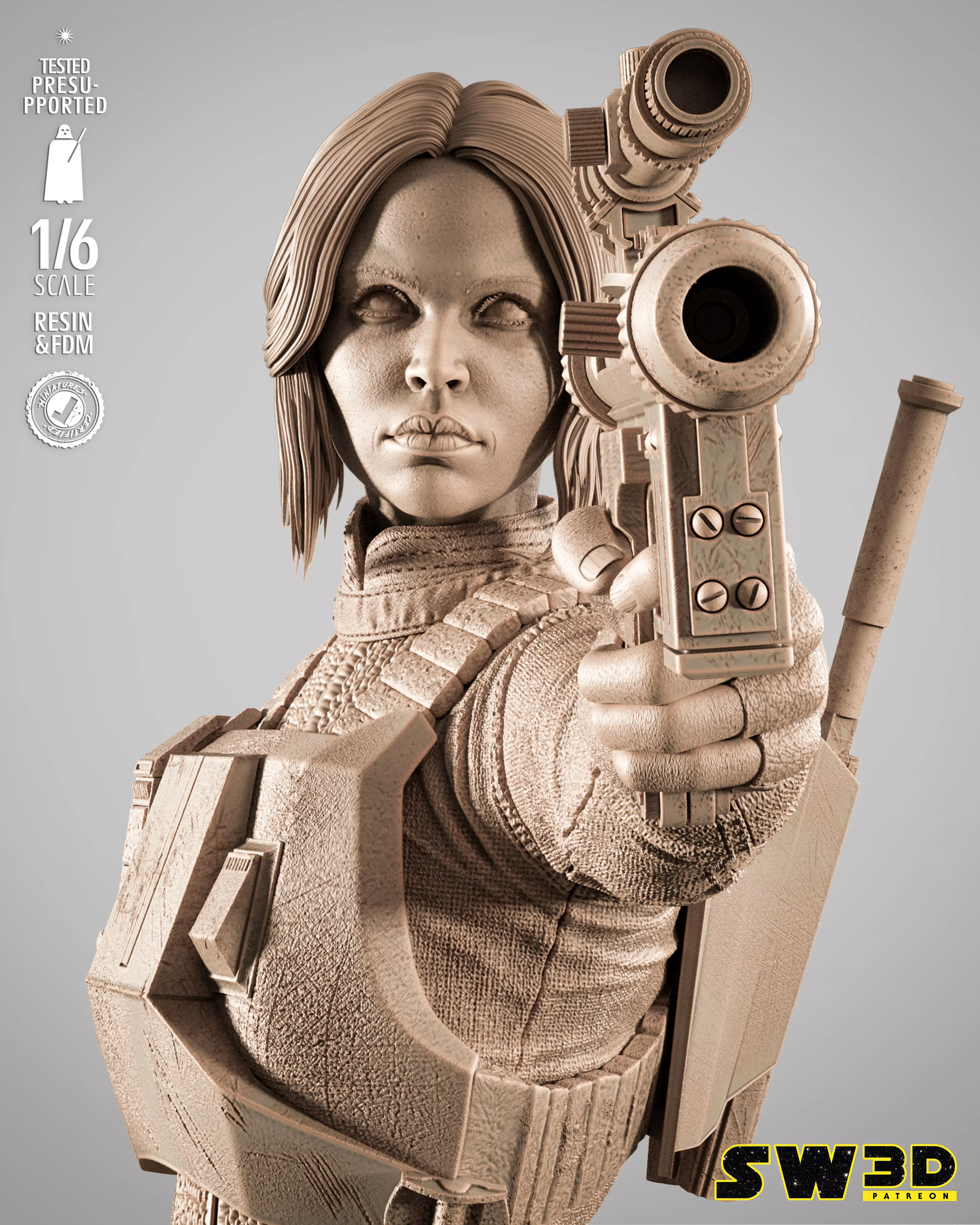 STAR WARS Jyn Erso Sculpture 3D print model_15
