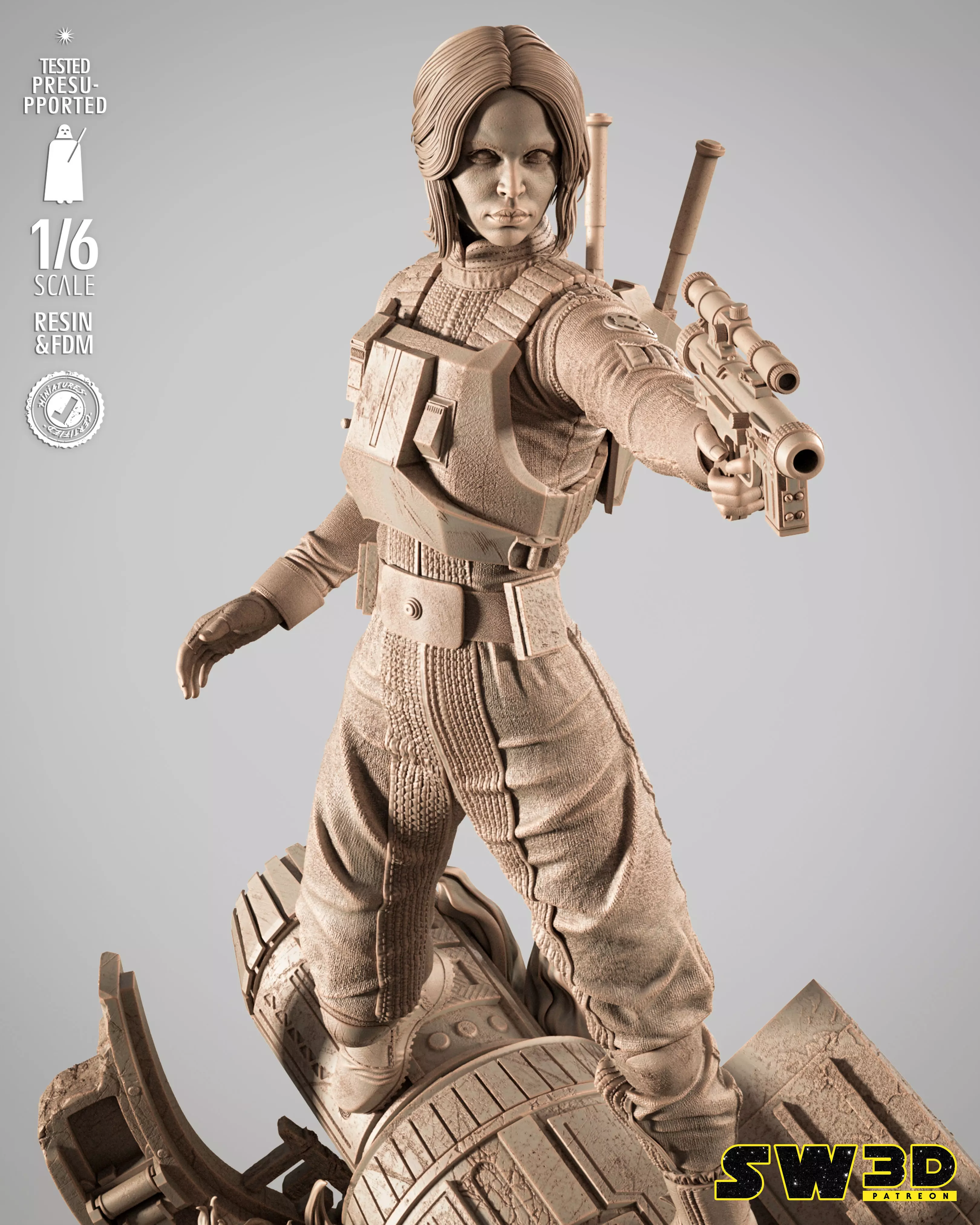 STAR WARS Jyn Erso Sculpture 3D print model_13