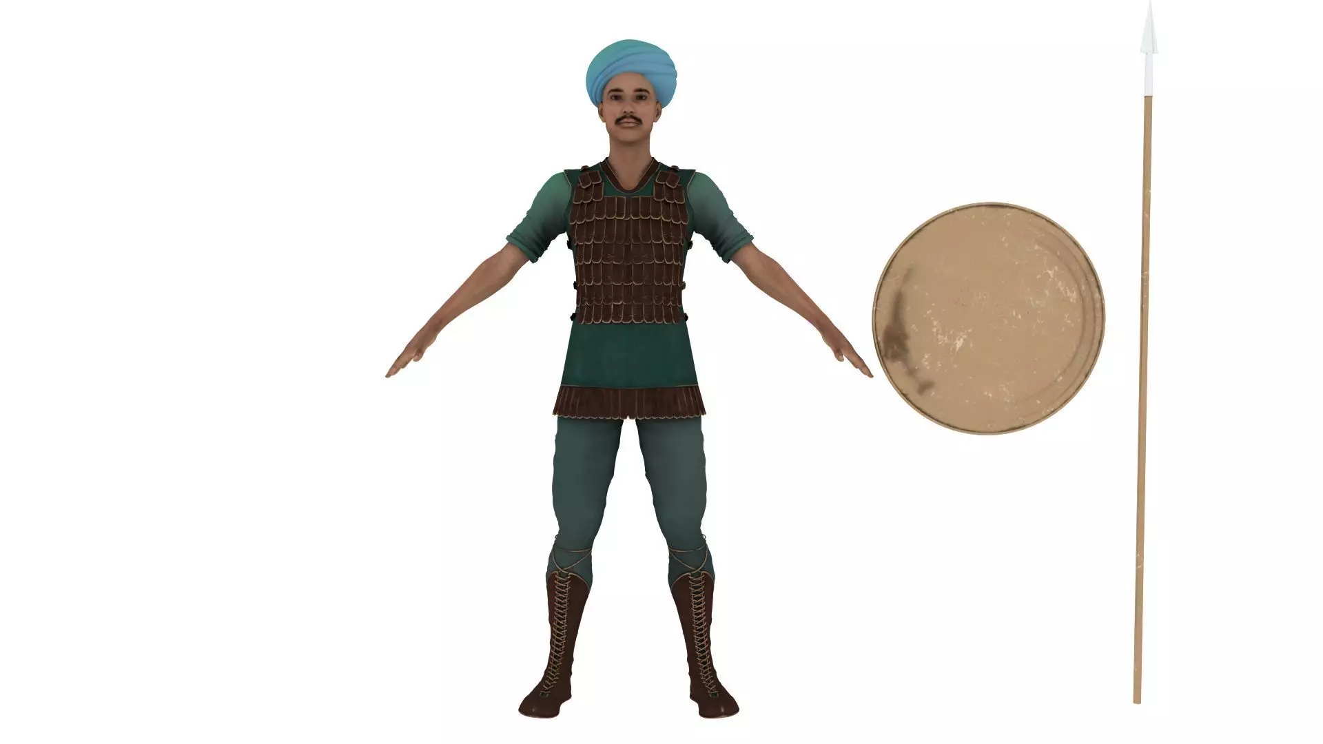 Realistic indian historical soilder 3D model_2
