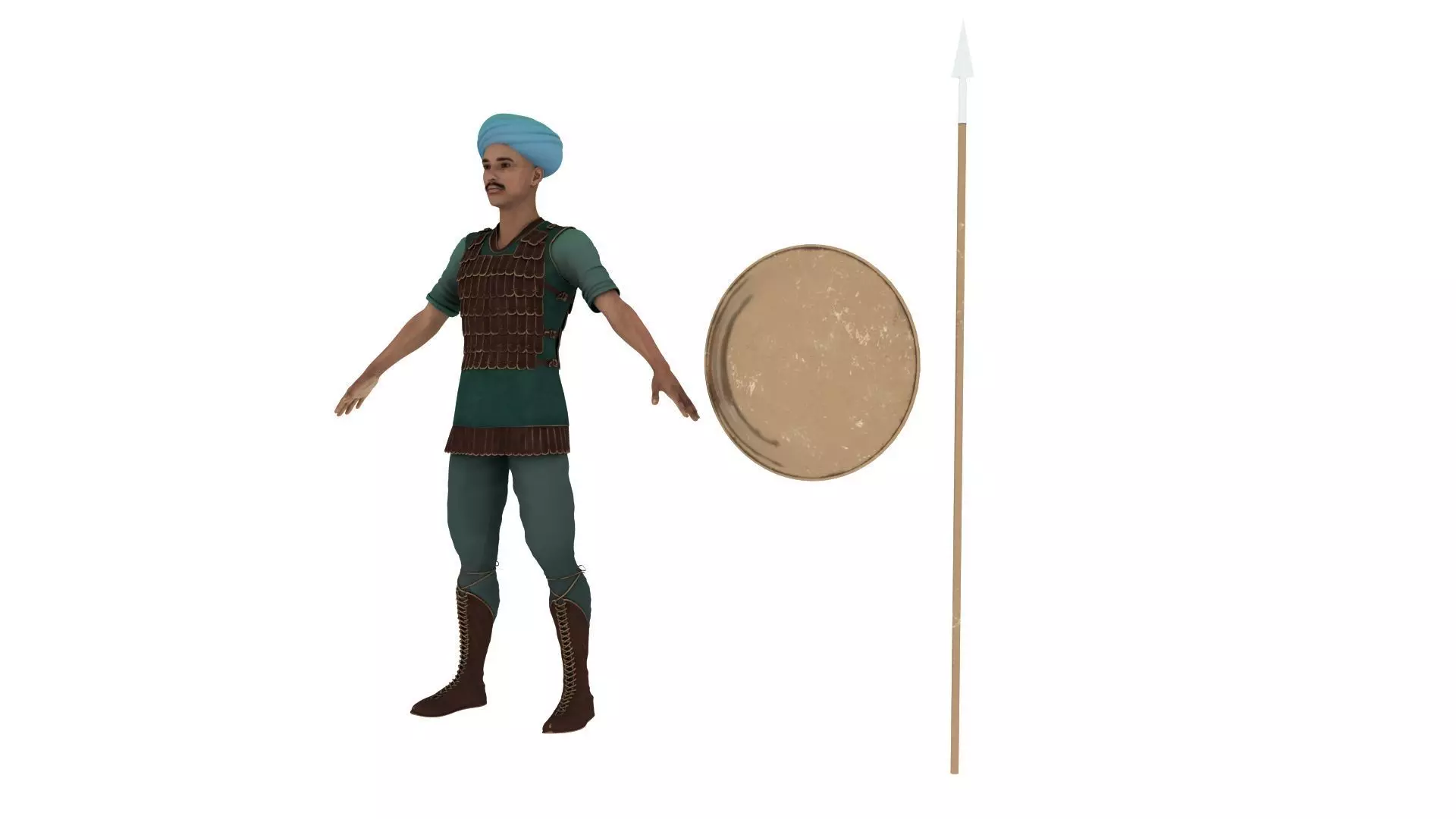 Realistic indian historical soilder 3D model_3