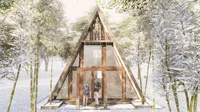 3 Storey A Frame House 3D Model  3ds Max 2021 2024  FBX OBJ 3DS 