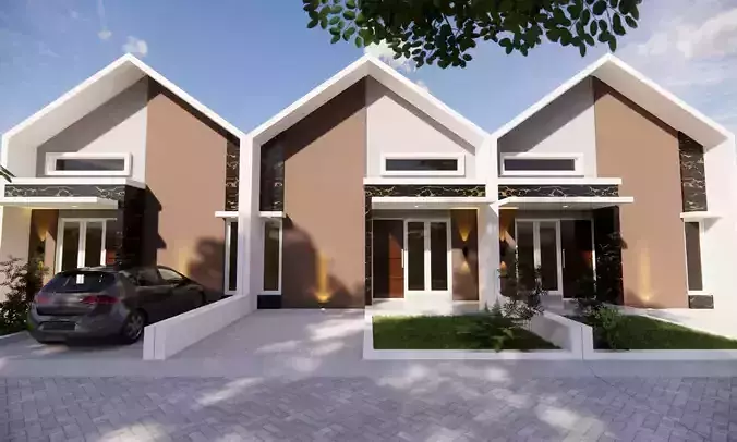 3D House Design Model Facade Only 2