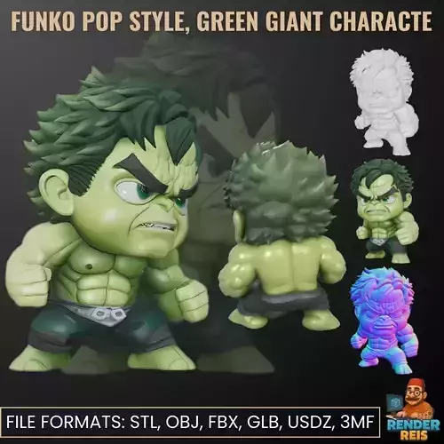 Funko Pop Style Green Giant Character 3D Print File