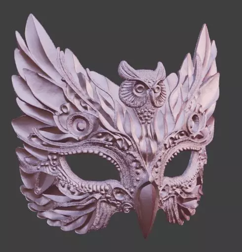 Obsidian Masquerade Mask Owl of Wisdom 3D print model_3