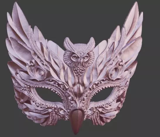Obsidian Masquerade Mask Owl of Wisdom 3D print model_5