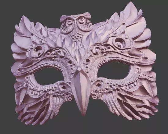 Obsidian Masquerade Mask Owl of Wisdom 3D print model_4
