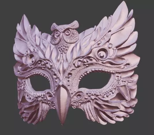 Obsidian Masquerade Mask Owl of Wisdom 3D print model_1