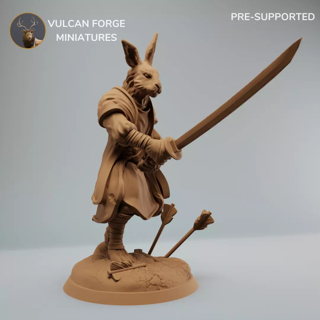 Harengon Rabbit Folk Samurai Harengon with Katana 3D print model