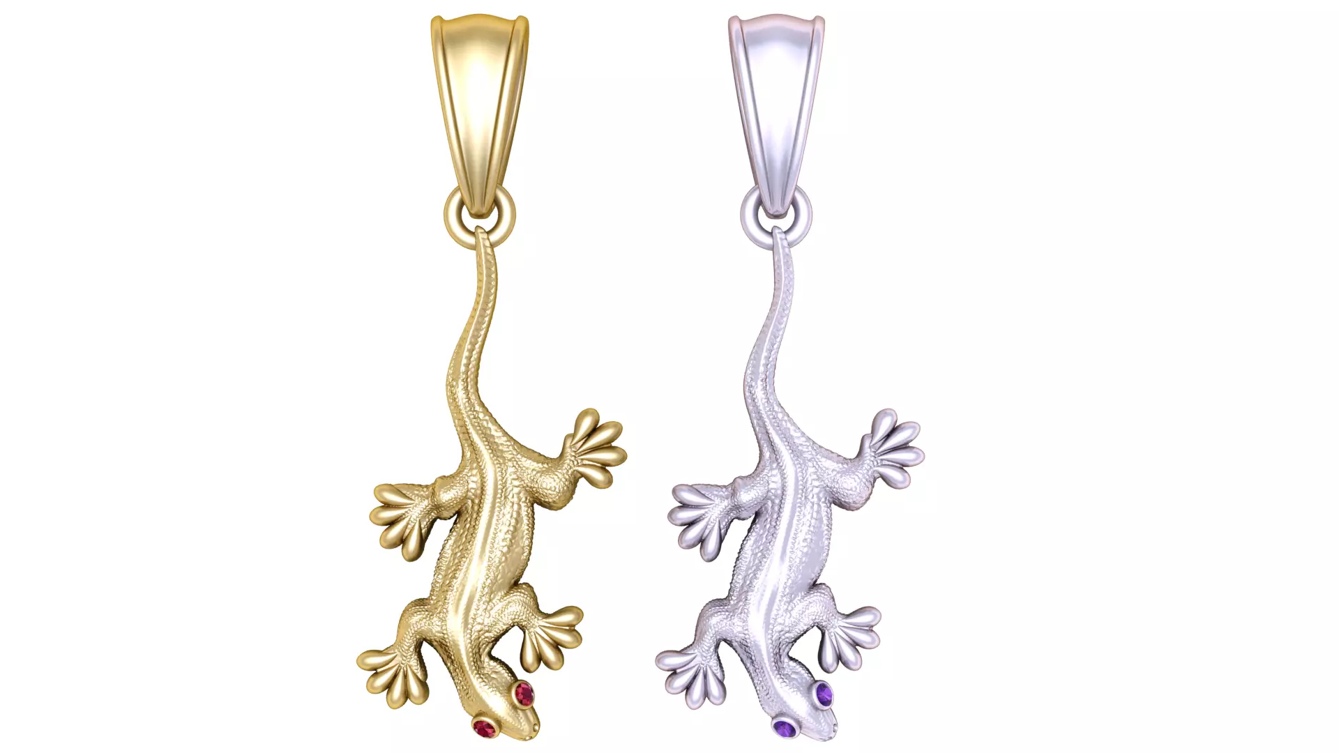 gold lizard pendant 3D print model_1