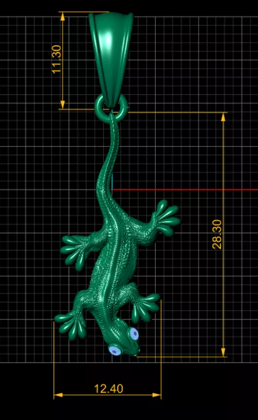 gold lizard pendant 3D print model_3
