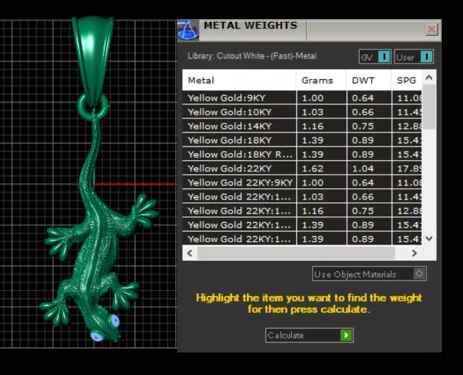 gold lizard pendant 3D print model_6